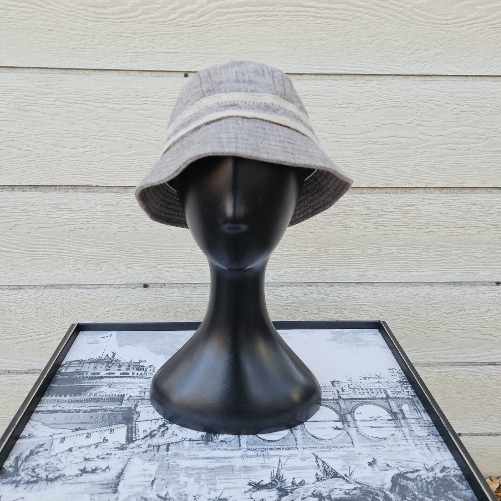 Banana Republic taupe and tan bucket hat cotton linen blend S/M